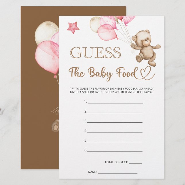 Bébé nourriture ourlet baby shower jeu (Devant / Derrière)