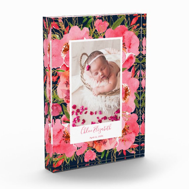 Bébé nouveau-né Fille Floral Bloc photo personnali (Gauche)