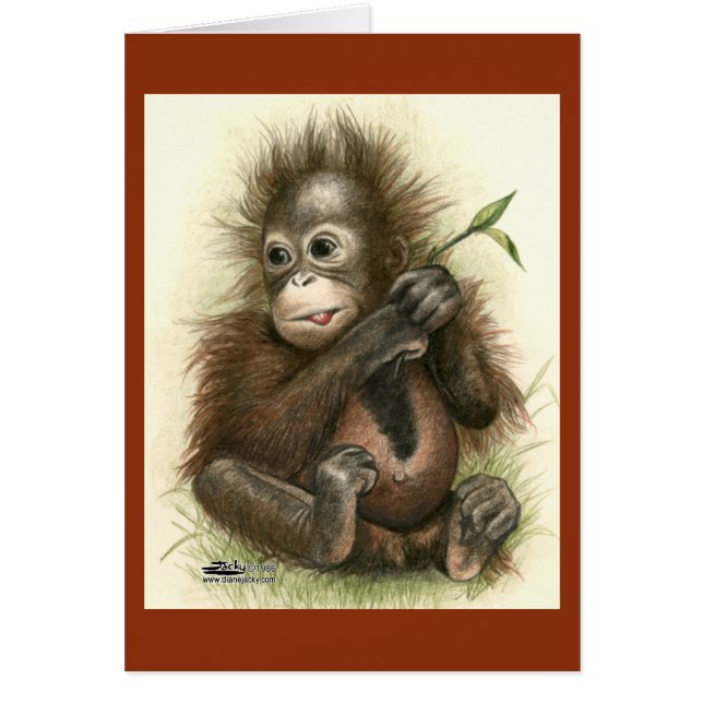 Bébé orang-outan avec des feuilles (Devant)