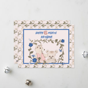 Bébé ours demi-année Carte d'anniversaire fille