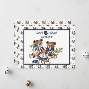 Bébé ours demi-année Carte d'anniversaire fille
