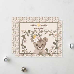 Bébé ours demi-année Carte d'anniversaire garçon o