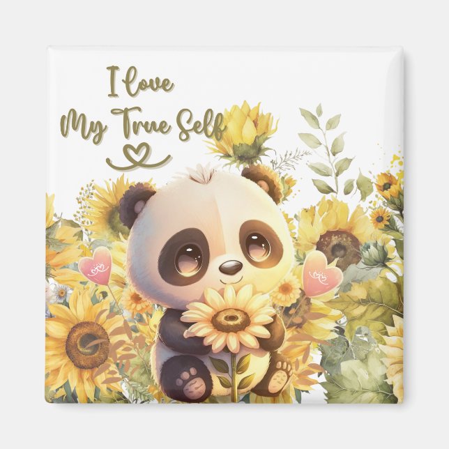 Bébé Panda avec Magnet Aimant Tournesol (Devant)