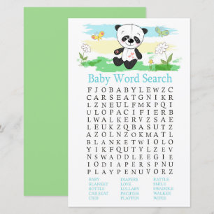 Bébé panda Baby shower Word Recherche Jeu
