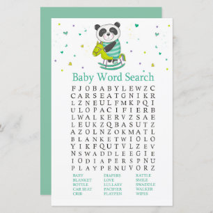 Bébé Panda Baby shower Word Recherche Jeu