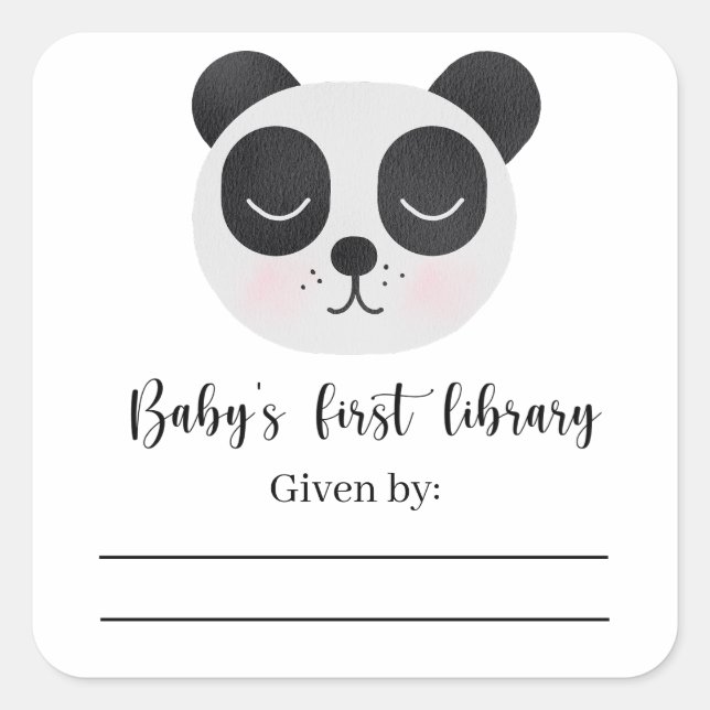 Bébé Panda - Étiquette de livre pour Baby Shower (Devant)