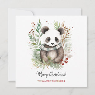 Bébé panda mignon Botaniques de Noël rustiques