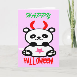 ♫♥Bébé-Panda mignon et diabolique pour carte Hallo