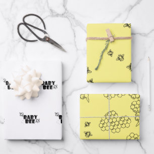Bébé papier à envelopper d'abeilles ensemble plat