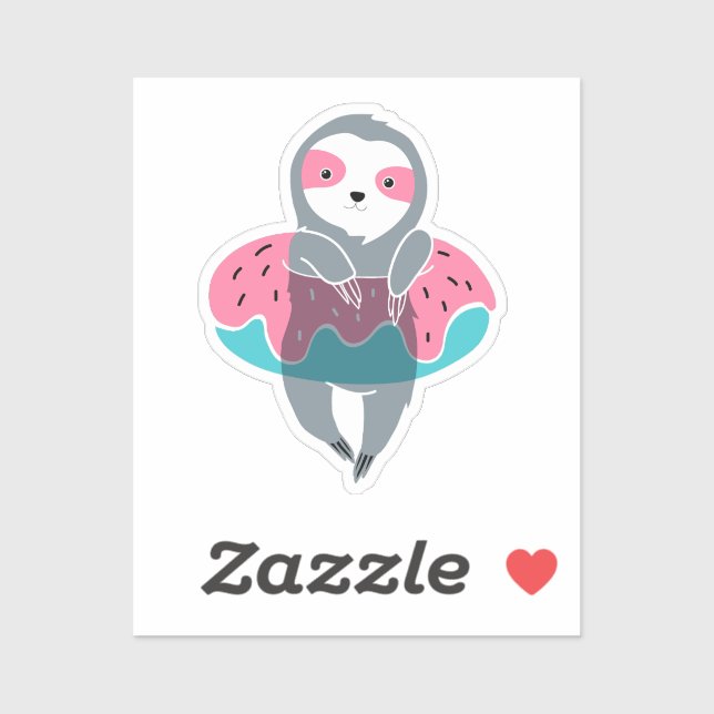 Bébé paresseux nager dans le sticker de piscine (Feuille)