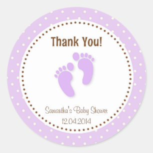 Bébé pieds Baby shower Sticker pourpre
