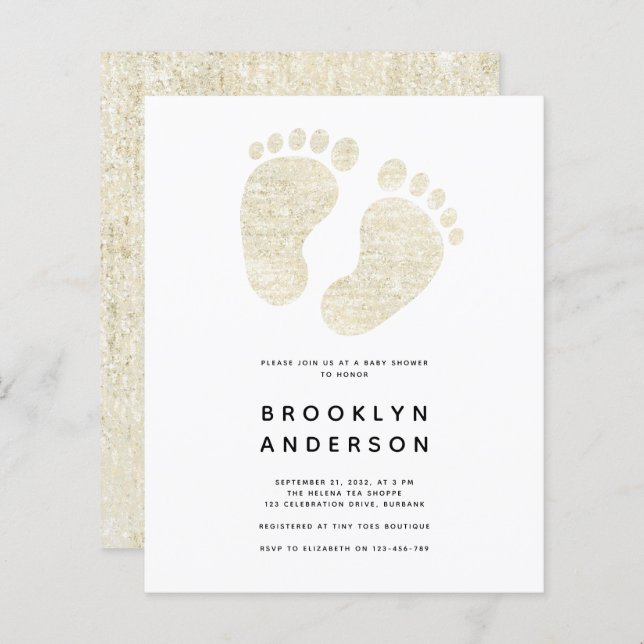 Bébé Pieds Or Parties scintillant Genre Baby showe (Devant / Derrière)