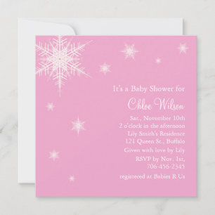 Bébé Pink Snowflakes Invitation à la douche
