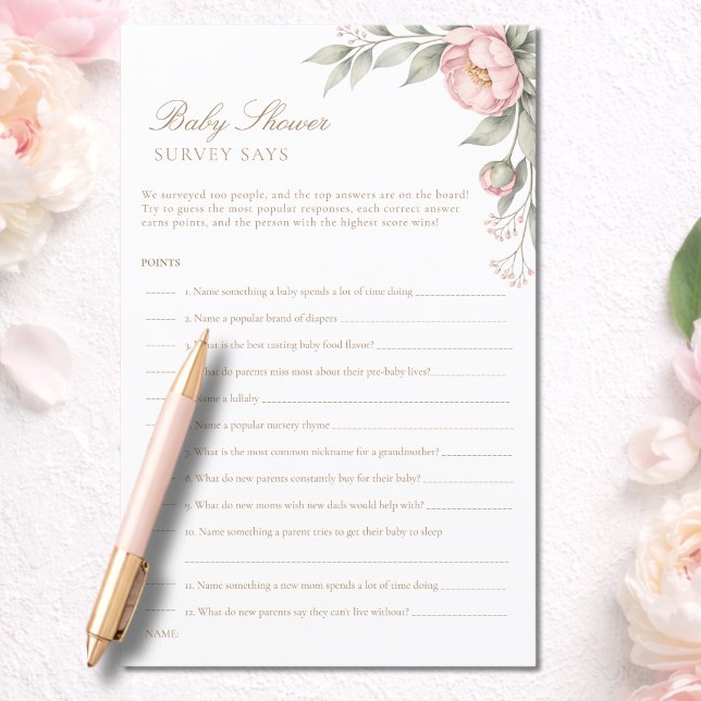 Bébé Pivoine en Fleur Fille Baby Shower Sondage Di (Créateur téléchargé)
