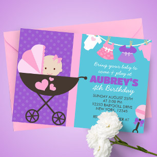 Bébé poupée Invitations fête d'anniversaire