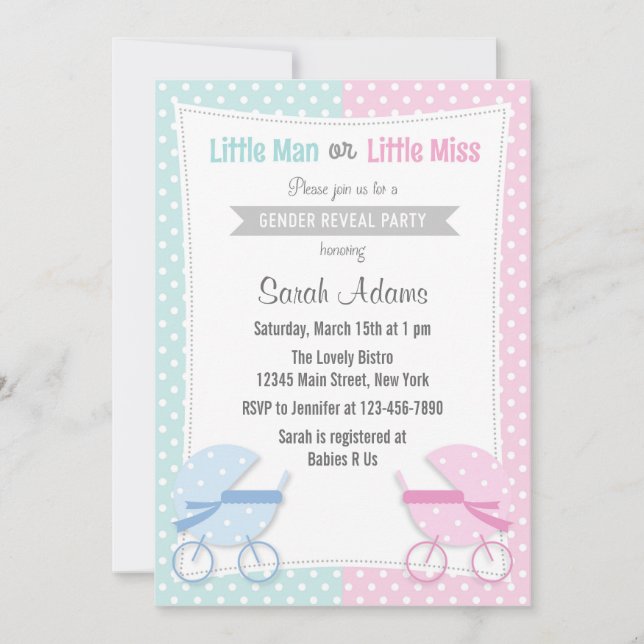 Bébé poussette Genre Reveal Party Invitation (Devant)