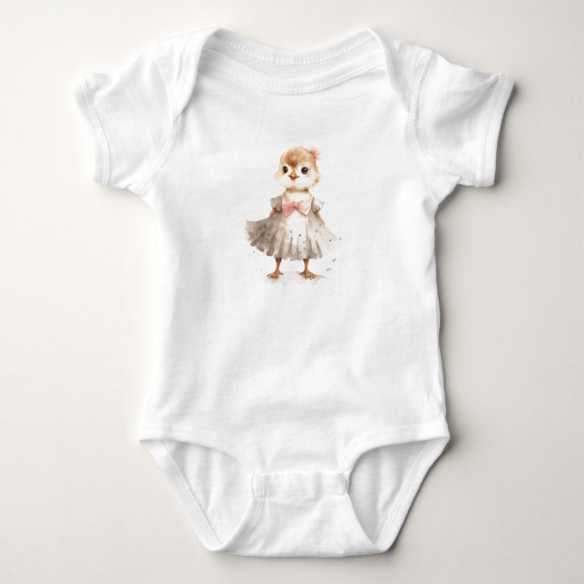 Bébé Poussin en Robe Body Bébé Poussin Mignon (Devant)