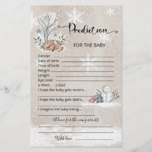 Bébé prédictions carte conseil baby shower d'hiver