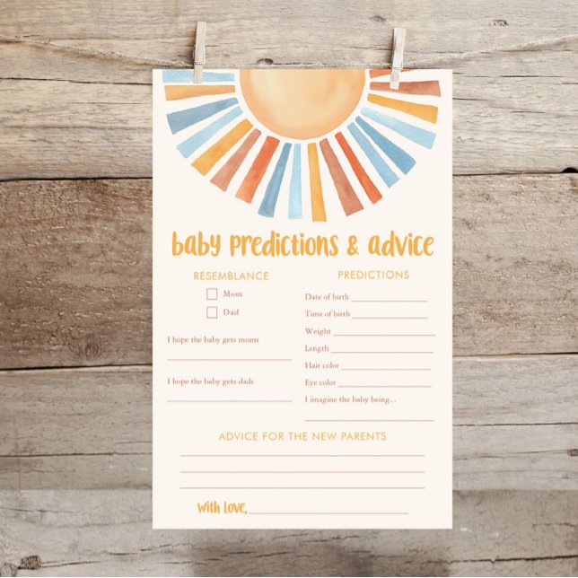 Bébé prédictions carte conseil soleil briller boho (Créateur téléchargé)