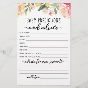 Bébé Prédictions et conseils Baby shower partie