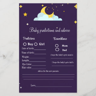 Bébé prédictions et conseils jeu de baby shower
