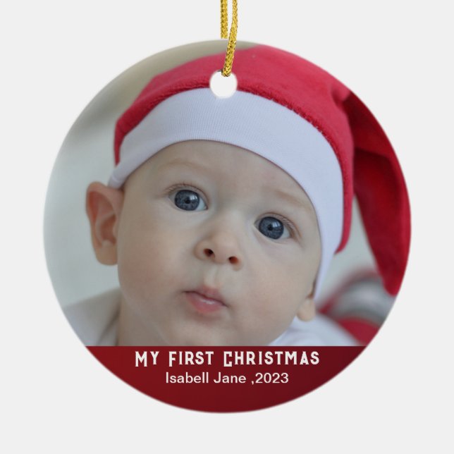 Bébé | Premier ornement photo de Noël (Devant)
