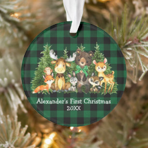 Bébé Première forêt de Noël Animaux Green Plaid
