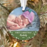 Bébé première photo de Noël flocons de neige<br><div class="desc">Bébé premier ornement de Noël photo vacances. Vous pouvez ajouter vos propres photos et nom pour personnaliser.</div>