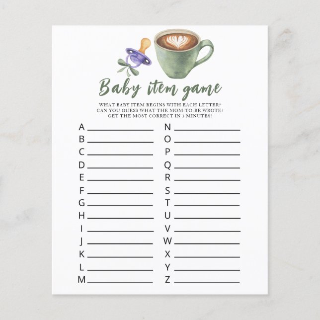 Bébé prépare du café Baby shower Jeu d'articles po (Devant)
