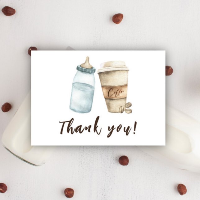 Bébé prépare du café en bouteille Merci (Créateur téléchargé)