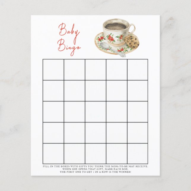 Bébé prépare du café Jeu de bingo Baby shower (Devant)