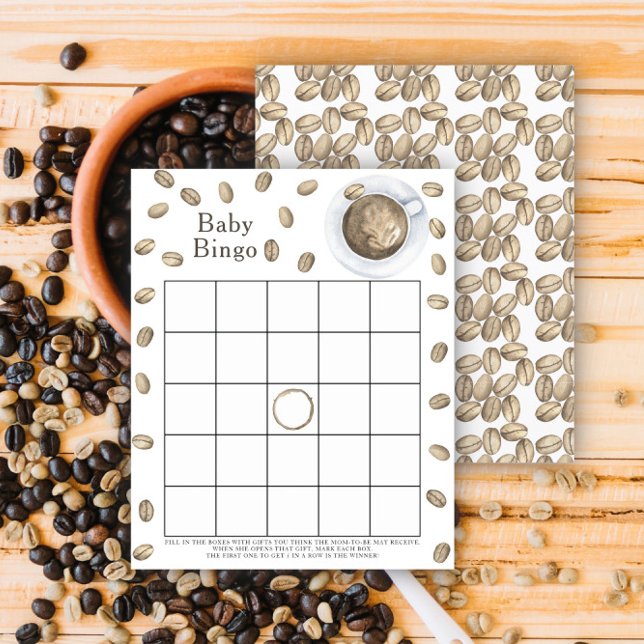 Bébé prépare du café Jeu de bingo pour baby shower (Créateur téléchargé)