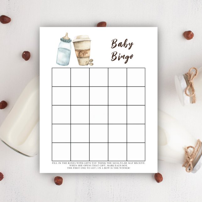Bébé prépare du café Jeu de bingo pour baby shower (Créateur téléchargé)