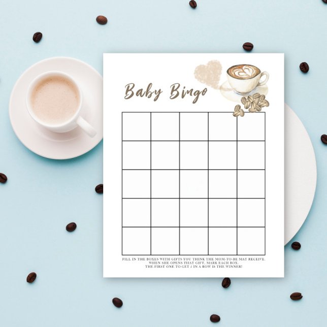 Bébé prépare du café Jeu de bingo pour baby shower (Créateur téléchargé)