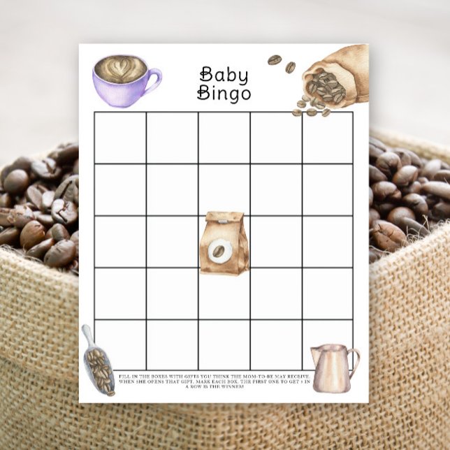 Bébé prépare du café Jeu de bingo pour baby shower (Créateur téléchargé)