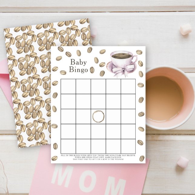 Bébé prépare du café Jeu de bingo pour baby shower (Créateur téléchargé)