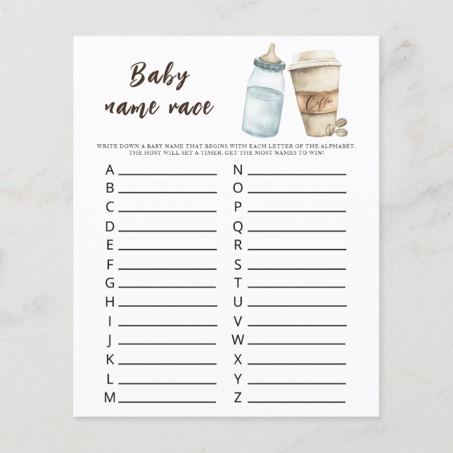 Bébé prépare du café - Jeu de course de noms de bé (Devant)