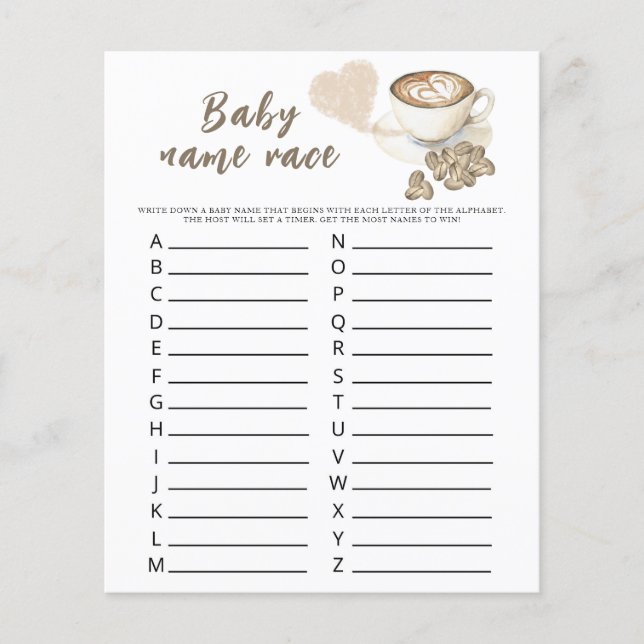 Bébé prépare du café - Jeu de course de noms de bé (Devant)