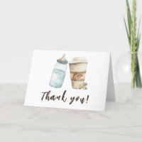 Bébé prépare une bouteille de café Merci