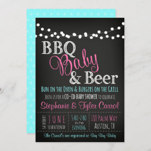Bébé-Q Baby shower BBQ bébé et bière Invitation