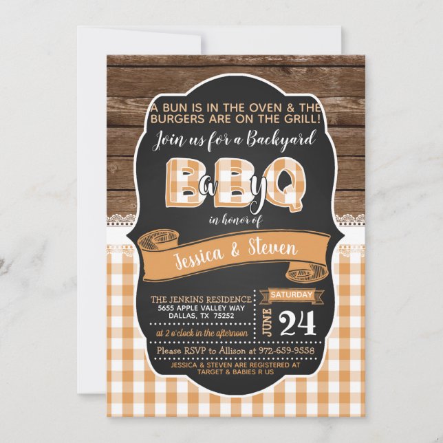 Bébé Q Baby shower Invitation - Orange (Devant)