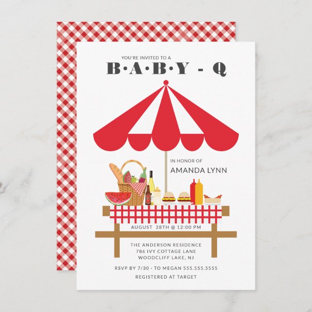 Bébé Q Baby shower neutre Invitation (Devant / Derrière)