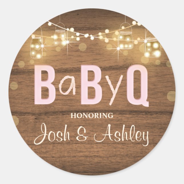 Bébé Q Coed BBQ Baby shower Enveloppe Sticker (Devant)