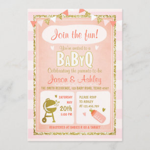 Bébé Q invitation Coed BBQ Baby shower Invitation