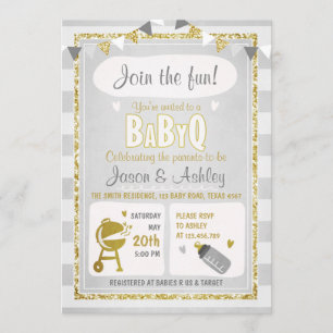 Bébé Q invitation Coed BBQ Baby shower Invitation