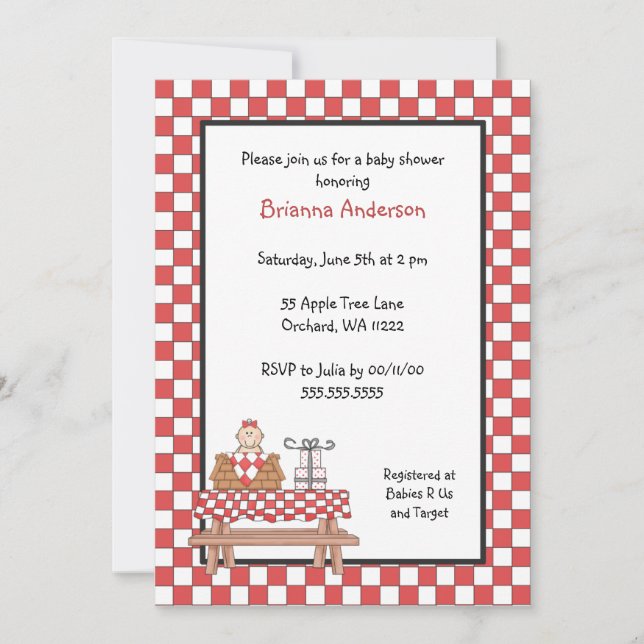 Bébé Q Shower Invitation Fille à peau claire (Devant)