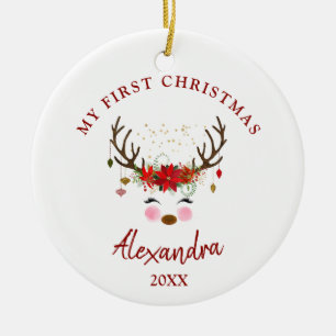 Bébé Reindeer mignonne 1er ornement de Noël