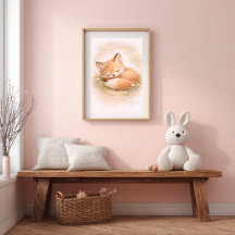 Bébé renard mignon endormi décoration neutre de nu
