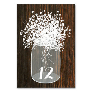 Bébé Respiration Mason Jar Bois Numéro de table