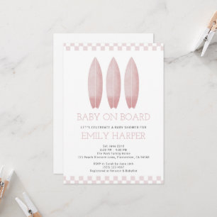 Bébé rose à bord Invitation Baby shower